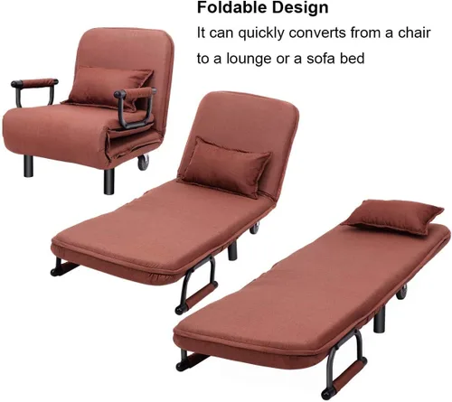 Vista 4 de Moccha - Sofá cama plegable convertible de 26.5 pulgadas, sillón reclinable para sala de estar, dormitorio, oficina (café)
