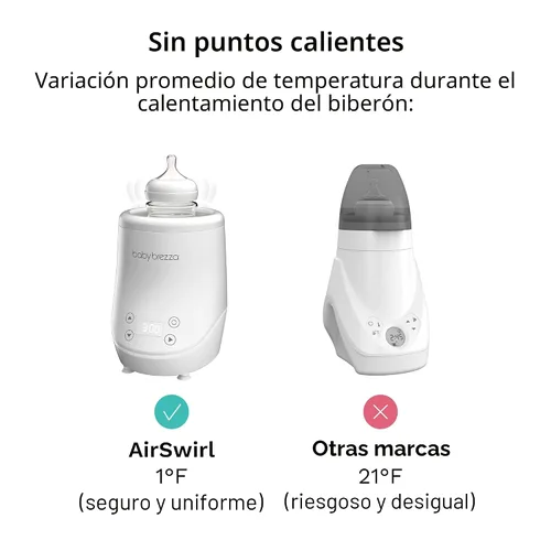 Vista 5 de Baby Brezza AirSwirl Calentador de biberones sin agua – Calienta de manera segura leche materna + fórmula – Los biberones se mantienen secos +