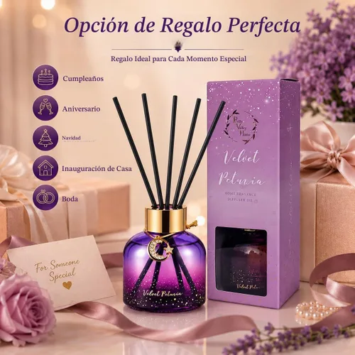 Vista 5 de Juego de difusor de junco, caja de regalo de 2.7 fl oz, incluye varillas difusoras de junco, aceite aromático de larga duración y botella de vidrio