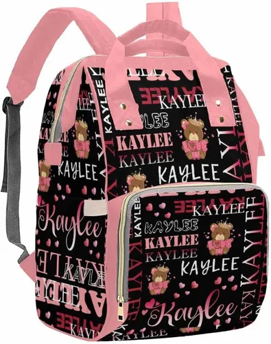 Vista 11 de Artsadd Bolsos para pañales personalizados con nombre, mochila monograma, regalos para baby shower, pattern 01, Tamaño único, Mochilas Daypack