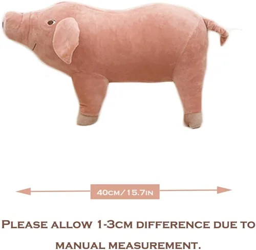 Vista 6 de Peluche de cerdo rosa de 15.7 pulgadas, almohada de peluche para niños