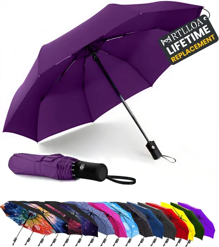 Vista 32 de MRTLLOA Paraguas de Viaje Compacto Resistente al Viento de 42/49 Pulgadas para Lluvia, Ligero, Portátil, Automático, Fuerte, Paraguas Plegable