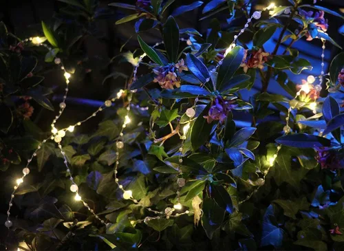Vista 5 de Velas LED sin llama de cristal gris con 36 luces LED de perlas blancas Glarand Fairy String Lights para bodas, fiestas de Navidad y eventos