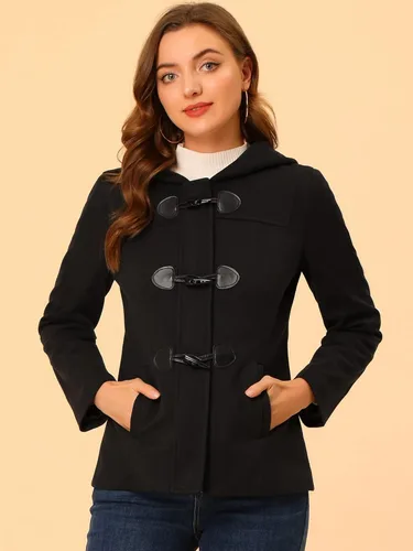 Vista 2 de Allegra K Abrigo casual de invierno con capucha para mujer