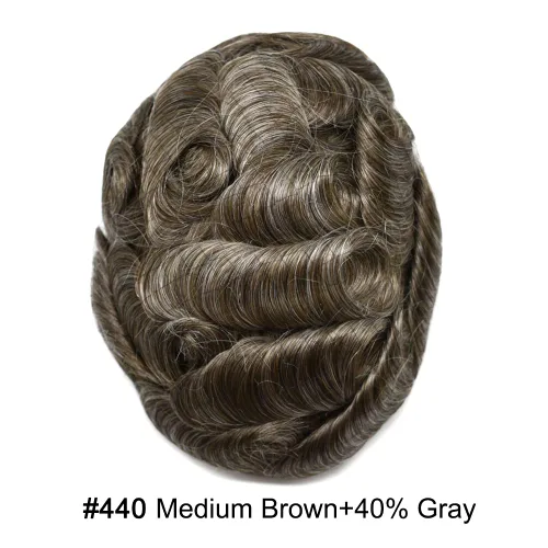 Vista 217 de Toupee para hombre 100% cabello humano real tupé para hombres 0.004 in piel de poliuretano para hombre, sistema de reemplazo de piezas de pelo