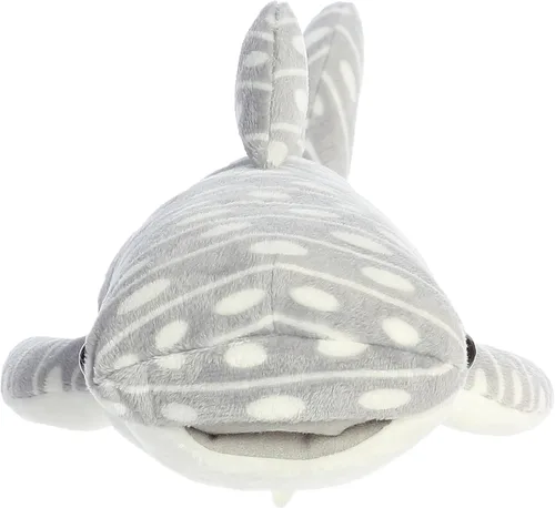 Vista 3 de Aurora® Adorable Flopsie™ - Animal de peluche de tiburón ballena, facilidad juguetona, compañeros atemporales, color gris, 12 pulgadas