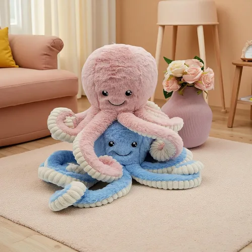 Vista 5 de My Super Star Animales de peluche de pulpo, juguetes de pulpo de peluche para niños, niñas, amigos, familia, regalo de cumpleaños y Navidad, Azul