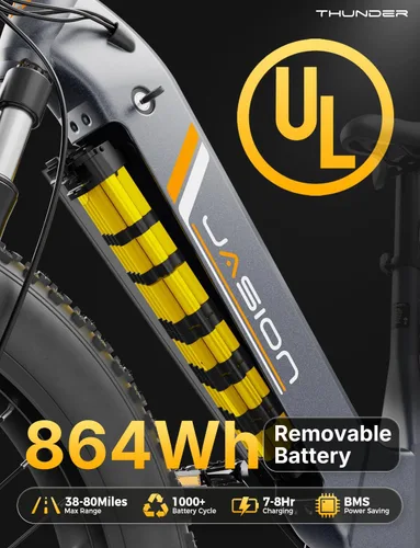 Vista 4 de Jasion Thunder/PRO/ST Electric Bike,2000W/1800W Peak Ebikes for Adults,26''Fat Tire Best Ebike for Men,90/80 Miles with 1040Wh/864Wh