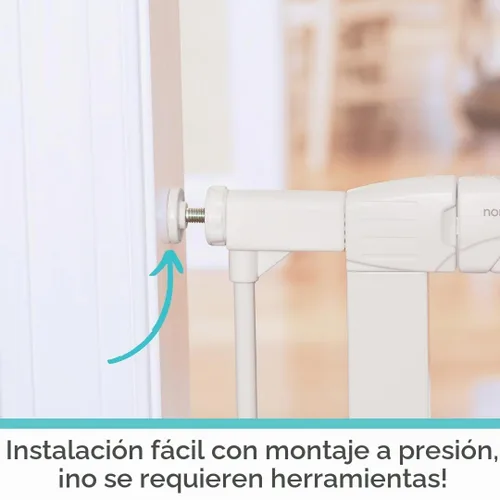 Vista 5 de Toddleroo by North States - Puerta de bebé con cierre automático de Bright Choice: Puerta de bebé montada a presión para puertas con mango que Blanco