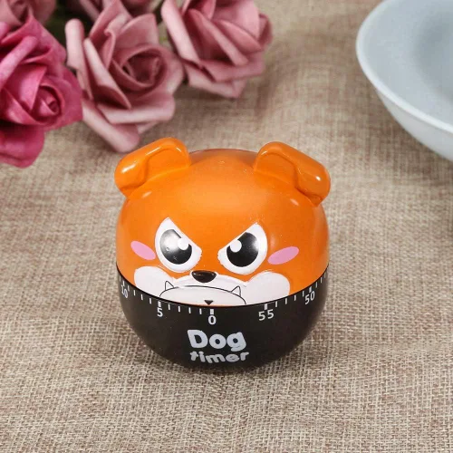 Vista 5 de Temporizador de cocina mecánico con forma de perro lindo temporizador de cuenta regresiva de 55 minutos, no requiere batería, reloj de cocina