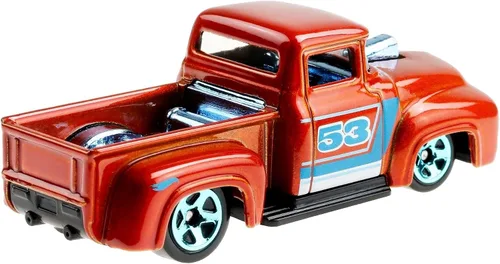 Vista 2 de Hot Wheels Orange & Blue 53rd Anniversary Custom '56 Ford Truck 2/5 DieCast Vehículo escala 1:64