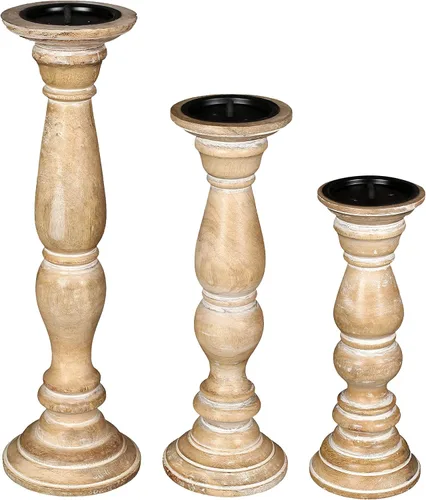 Vista 16 de pilares decorativos de madera para velas