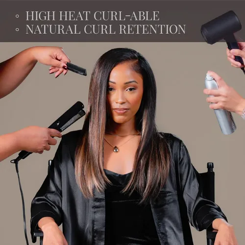 Vista 6 de Sensationnel - Cabello humano Empire Yaki, tejido sin enredos para un tejido rápido y estilo cosido para conseguir reflejos artificiales, paquete