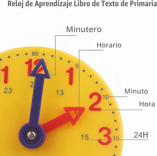 Vista 2 de Reloj de aprendizaje para niños y estudiantes, equipo para profesores, 4 pulgadas, 12/24 horas, reloj de enseñanza, reloj educativo para aula