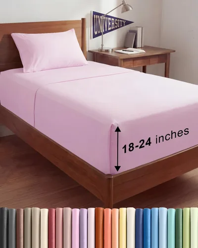 Vista 169 de Sábanas individuales de bolsillo extra profundo, sábanas transpirables y refrescantes de 3 piezas, juego de sábanas de lujo para hotel, suaves, sin