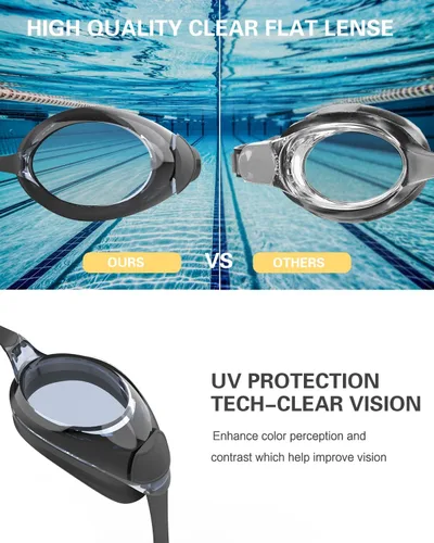 Vista 2 de Gafas de natación, paquete de 2 gafas de natación para hombres, mujeres, adultos, jóvenes, antivaho y sin fugas, visión clara, protección UV