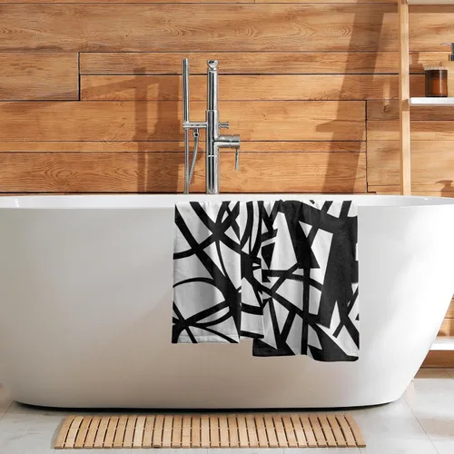 Vista 7 de Giwawa Toallas de mano en blanco y negro – Juego de 2 toallas de baño decorativas para baño, cocina, gimnasio, 14 x 28 pulgadas
