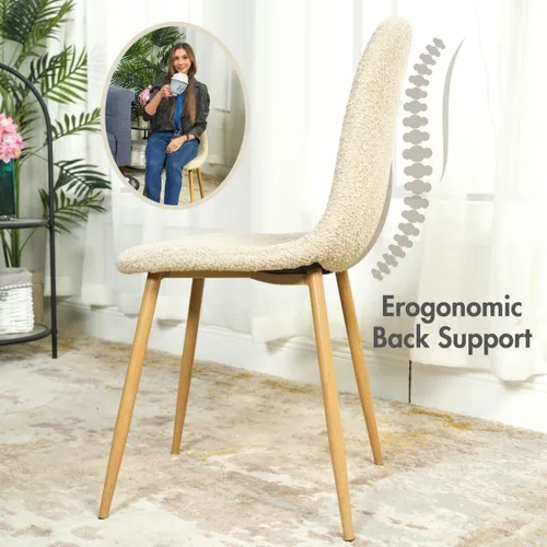 Vista 6 de Homy Casa Mid-Century - Juego de sillas de comedor tapizadas, sillas de cocina con patas de metal, sillas laterales con tapicería de Beige