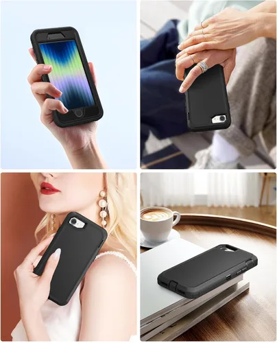 Vista 7 de Jelanry Funda para iPhone SE 2022/2020, para iPhone 8/7, Resistente de Servicio Pesado Rugosa a Prueba de Golpes de Doble Capa Carcasa Protectora