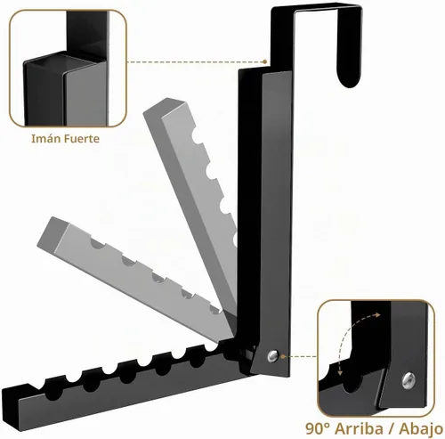 Vista 5 de ZMBESUP Perchero plegable para colgar sobre la puerta, perchero plegable para colgar en interiores, espacio pequeño, plegable, portátil, gancho Negro