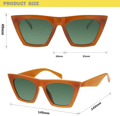 Vista 4 de mosanana Gafas de sol cuadradas con diseño de ojo de gato para mujer, modelo de estilo moderno-SHINE
