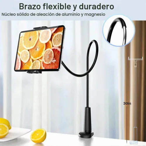 Vista 3 de Soporte para tablet de cuello de cisne, soporte universal flexible de 360°, soporte para brazo perezoso, soporte de abrazadera para iPad mini/Air A03