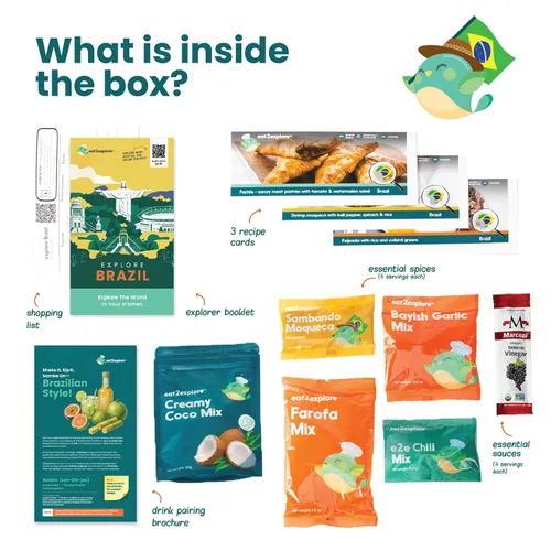 Vista 3 de eat2explore Kit de cocina global para adultos, recetas auténticas, especias esenciales y maridajes de bebidas, perfecto para citas nocturnas