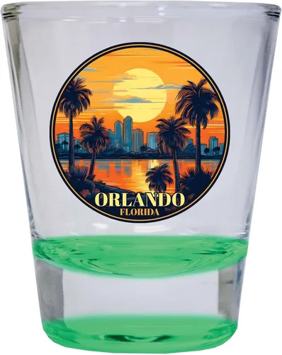 Vista 5 de Orlando Florida B Souvenir - Vaso de chupito redondo de 1.5 onzas, color azul, paquete de 2