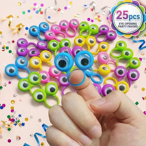 Vista 5 de 3 Otters Marionetas de dedo para niños pequeños, anillos Googly Eye On para niños, recuerdos de fiesta, premios escolares, bolsas de regalo