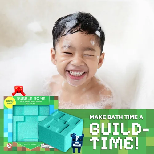 Vista 4 de TNT Creeper - Bomba de baño para niños con figura sorpresa de constructor de bloques en el interior (paquete de 1) - Bomba de mina de burbujas