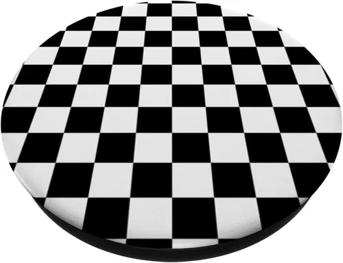Vista 2 de PopSockets de ajedrez clásico a cuadros grandes intercambiables en negro y blanco