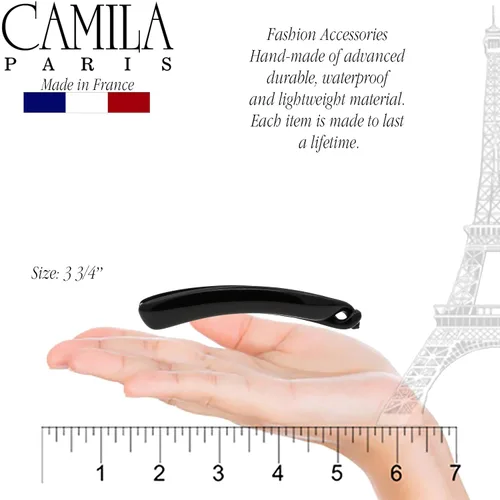 Vista 3 de Camila Paris NV134 - Pinza para cabello francés, soporte flexible para cola de caballo clásico para niñas, peine de plátano entrelazado Negro
