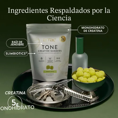 Vista 3 de Gomitas de creatina para mujer, músculo y fuerza, manzana verde agria
