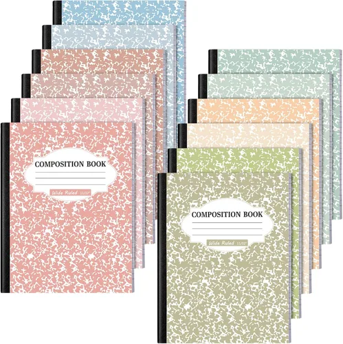 Vista 8 de Colarr Paquete de 8 cuadernos de composición de 9.75 x 7.5 pulgadas de ancho, libros de composición de papel de mármol a rayas de varios