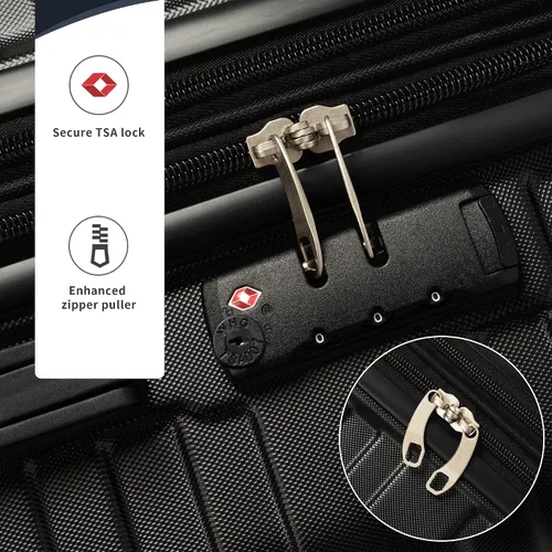 Vista 5 de Merax Maleta giratoria rígida con cerradura TSA expandible y ligera maleta de 20 pulgadas, 24 pulgadas, 28 pulgadas disponible.., Negro