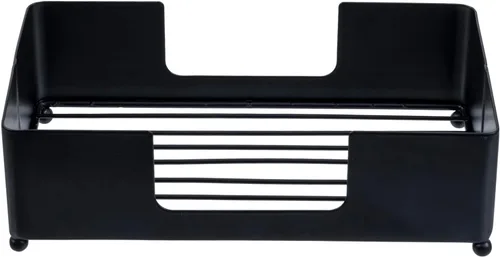 Vista 6 de MyGift Soporte moderno para toallas de papel plegadas de metal negro mate para baño comercial y de invitados, encimera de fregadero o mesa