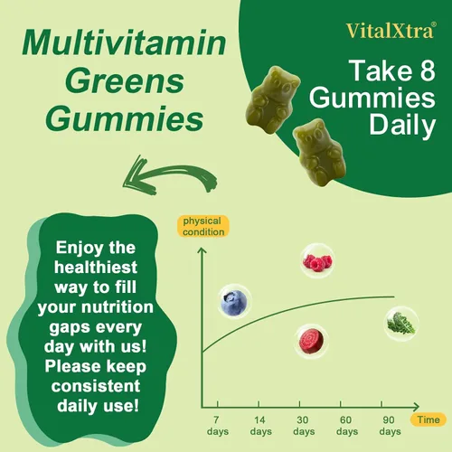 Vista 7 de Gomitas de verduras para adultos sin azúcar, gomitas de verduras diarias