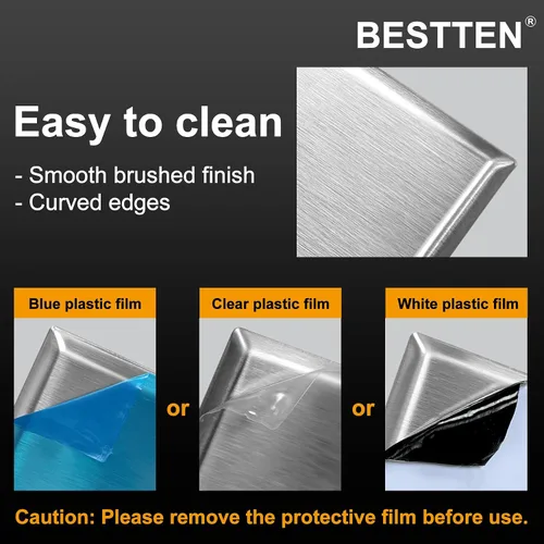 Vista 2 de BESTTEN [Paquete de 5] Placa de pared de metal decorativa con película protectora, cubierta de interruptor decorativa resistente a la corrosión