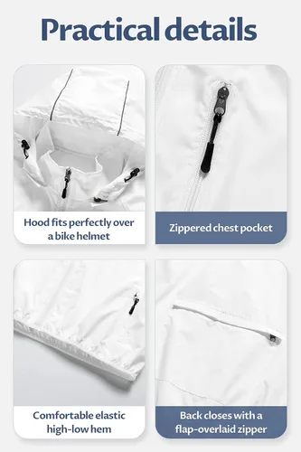 Vista 6 de CREATMO US Chaqueta impermeable plegable para hombre con capucha extraíble