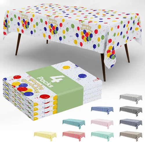 Vista 54 de Smiry Paquete de 3 Manteles Desechables de Cuadros Gingham Color Caqui - 54" x 72" Mantel de Plástico de Servicio Pesado, Cubiertas de Mesa