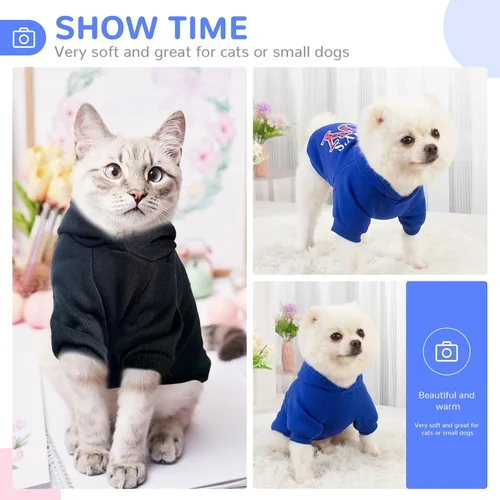 Vista 3 de BAEMJK - Paquete de 2 sudaderas con capucha para perros pequeños, ropa para perros con agujero para la correa, sudadera suave y cálida