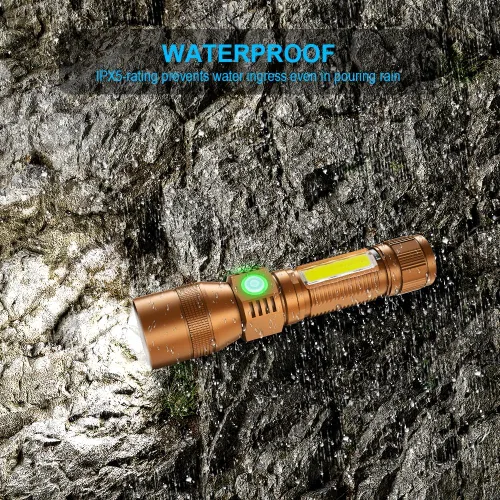 Vista 6 de Linterna UV Luz Negra, linterna recargable USB con base magnética - Luz brillante, luz lateral, 7 modos, zoom, impermeable – Antorcha LED para Marrón