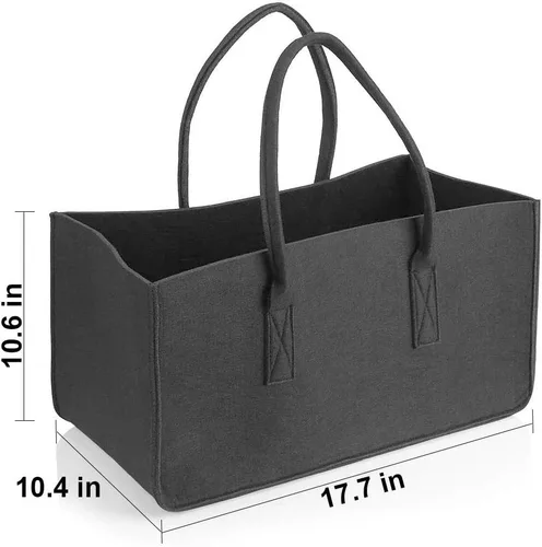 Vista 2 de Bolsa para leña plegable para leña, con mango (Negro)