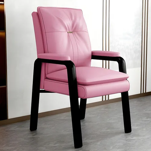 Vista 21 de PU Leather Conference Chair with Fixed Arms High-Back Ergonomic Mahjong Chair Chess Card Room Backrest Computer Chair Long-Term Sitting Mahjong