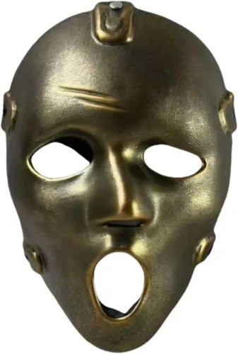 Vista 5 de Divertida máscara de grito de resina para Halloween, fiesta de baile, cosplay, máscara de accesorios plateado