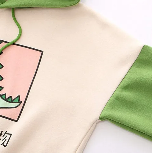 Vista 3 de Mikilon - Sudadera con capucha para mujer, diseño de dinosaurio, de anime, de gran tamaño, de manga larga