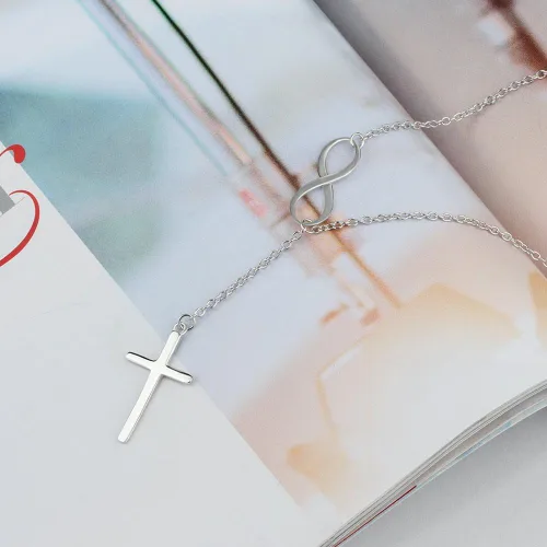 Vista 5 de SQKXKLCZ Collar religioso de plata de ley 925 estilo cruz