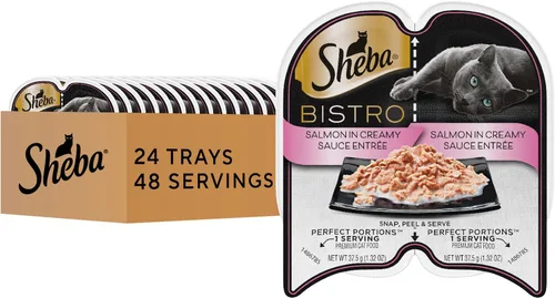 Vista 10 de Sheba Perfect Portions Bistro - Alimento húmedo para gatos adultos, pollo en salsa Alfredo, bandejas de 2.6 onzas (24 unidades, 48 porciones)