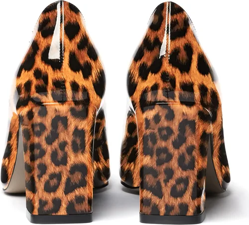 Vista 4 de WAYDERNS Zapatos de tacón alto con puntera cuadrada sólida para mujer, de 3 pulgadas