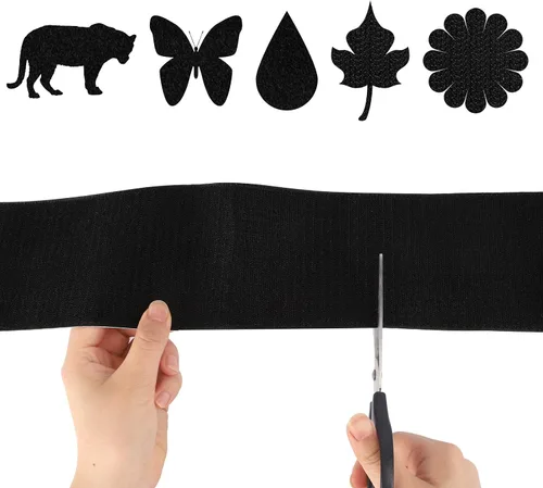 Vista 4 de 4in x 9ft Strong Sticky Hook and Loop Tape Black Heavy Duty Adhesive Strips Nailon negro, respaldo autoadhesivo fuerte, para cojines de sofá